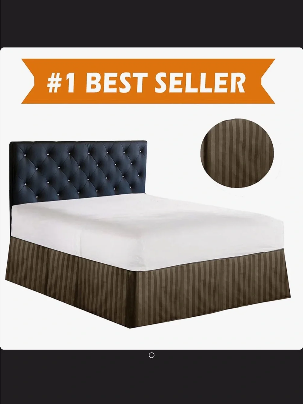 Striped Chocolate Brown Bed Skirt Fit under Mattress.
